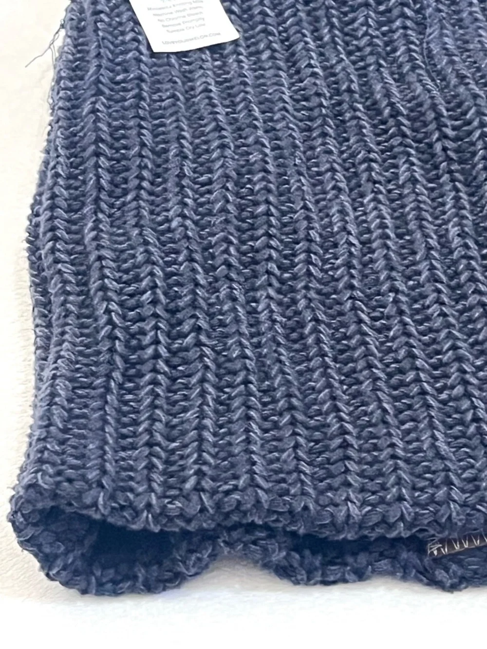 Love Your Melon 100% Cotton Dark Gray Ribbed Knit Beanie with Leather Patch